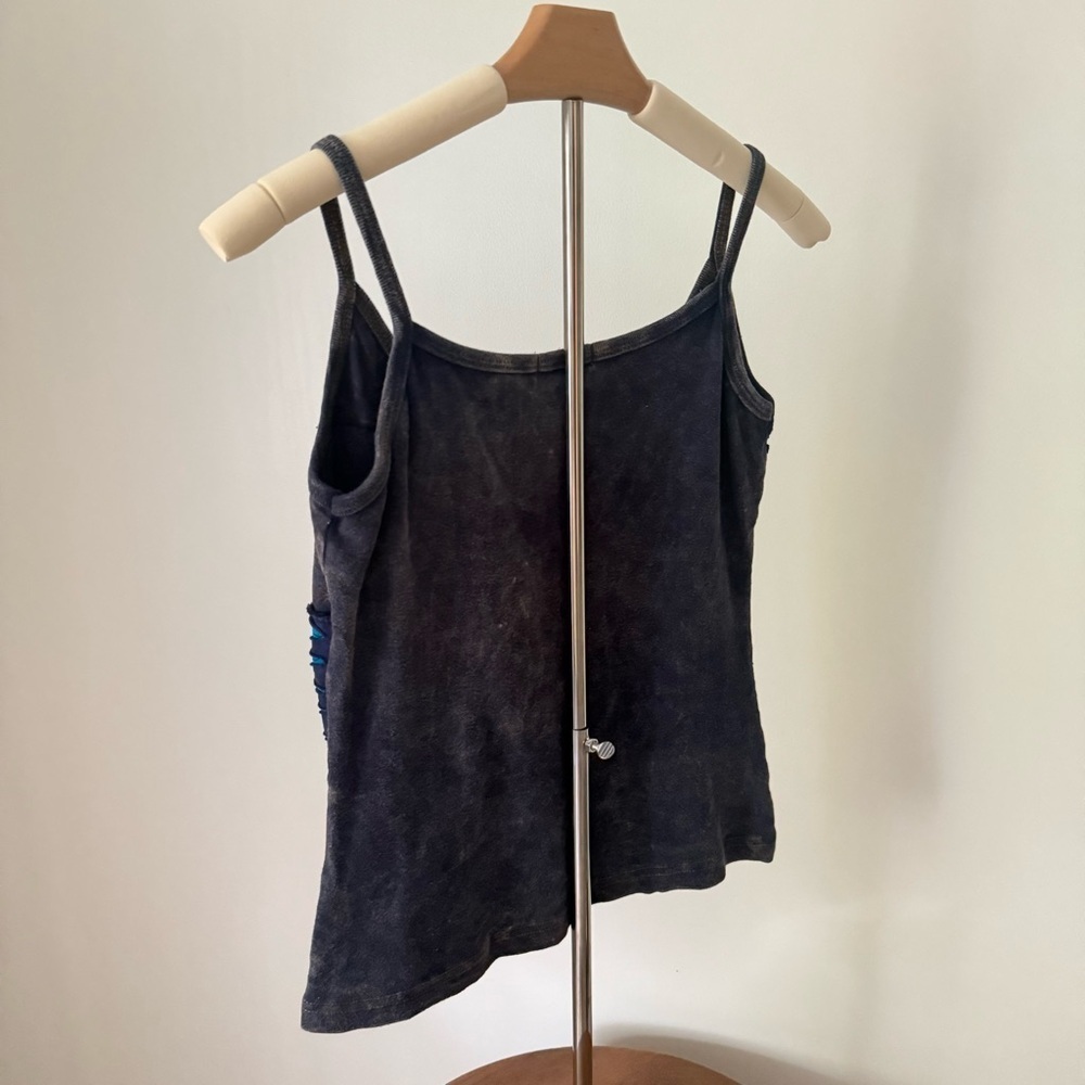 Windhorse Womens Boho Patchwork Cotton Tank Blue Gray Sleeveless M Hippie Y2K - Picture 3 of 7